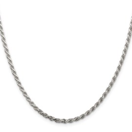 GlittersandGold Sterling Silver 2.75mm Diamond-cut Rope Chain w/4in ext. Necklace