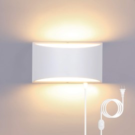 Lightess Indoor Wall Lamp Plug in 12W Modern LED Wall Light Dimmable Wall Lamp Indoor Up Down Wall Lamp for Bedroom Living Room Hallway Staircase, Warm White