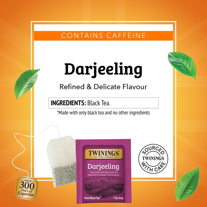 Twinings Darjeeling Black Tea Individually Wrapped Bags, 50 Count (Pack