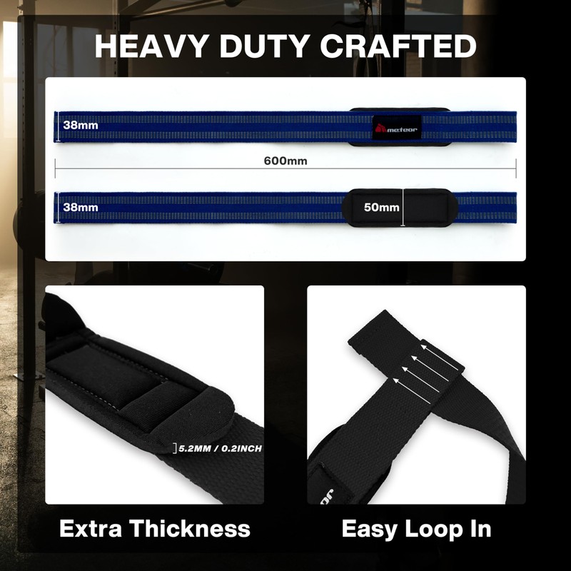 Meteor Weightlifting Straps for Enhanced Grip and Barbell Stability (Pair),