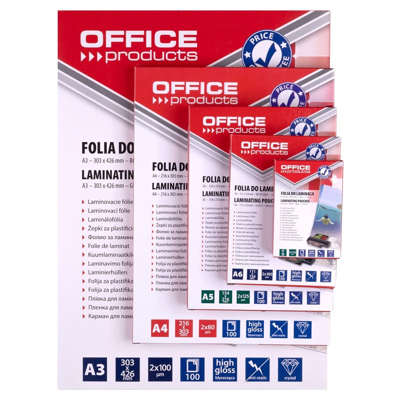 Folia do laminacji Office Products 154x216mm blyszczaca 100 sztuk