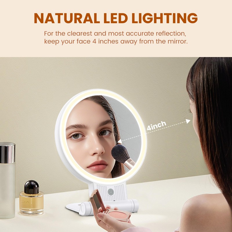 tubbede 1X/30X Lighted Makeup Mirror with Magnification, Double-Sided Switch, 3-Color