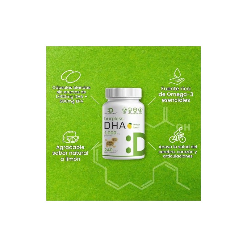 DHA Suplementos - DHA 500 mg, EPA 250 mg, 200