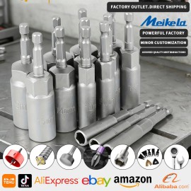 14PCS Hex Magnetic Socket Set Chrome Vanadium Steel Depth Adapter Nut Wrench Drill Bits Hardened Metal Wood Plastic Professionalmaterial: High Carbon Steel, socket size: 6-19mm, socket type: Auto repair socket