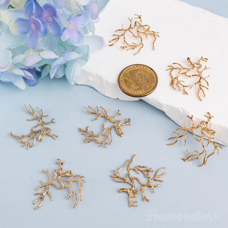 Framendino, Branch Shape Blanks Prong Charm Metal Claw Pendant Bezel
