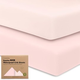 Paquete de 2 sábanas impermeables para cuna para niños y niñas, sábanas ajustadas de algodón orgánico de 52 x 28 pulgadas, funda protectora de colchón para niños pequeños, lavables, suaves y duraderas