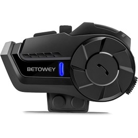 BETOWEY Motorcycle Helmet Bluetooth Headset, B2X Helmet Communication System Motorcycle Bluetooth Intercom with Noise Cancellation, Music Playback - for Dirt Bikes and Motorbikes 2 Pack