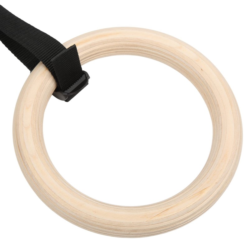 POENVFPO Gymnastics Rings, 1 Pair Wooden Pull Up Training Rings