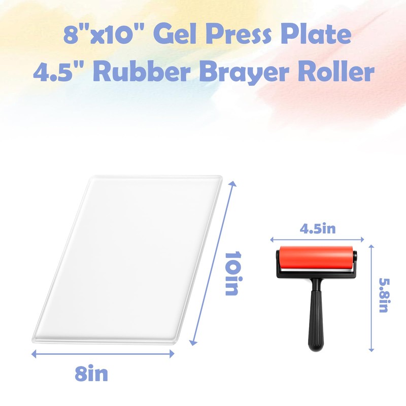 Gel Printing Pad with Brush - Reusable Gel Plate for