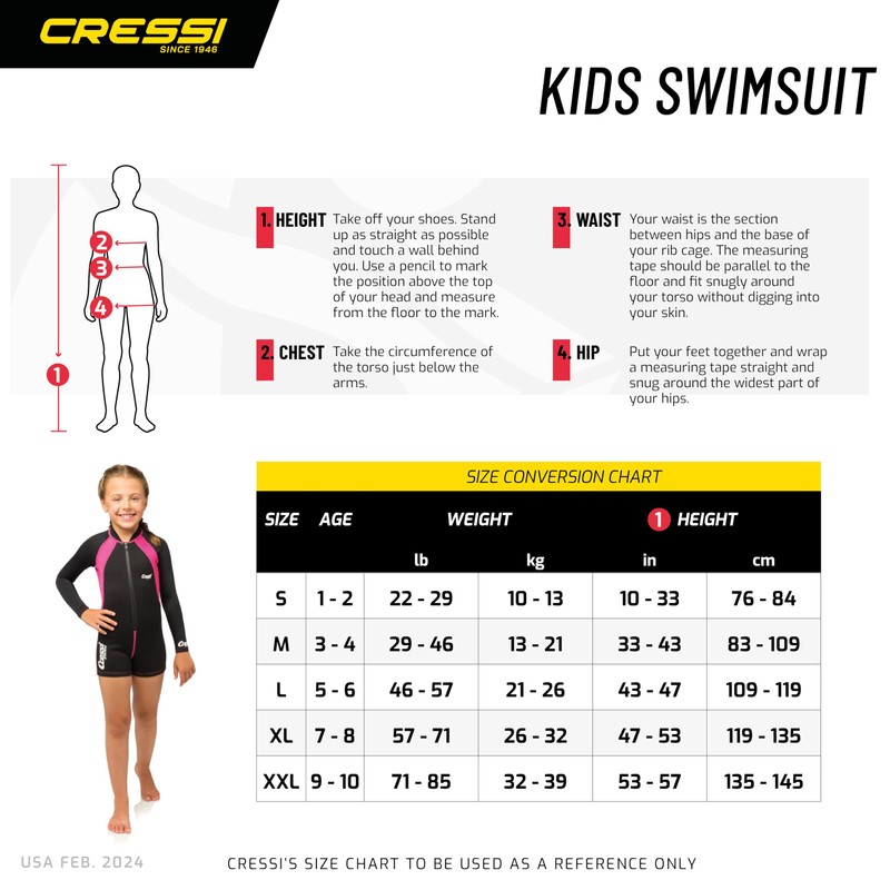 Cressi Unisex-Youth Long Sleeves, Black/Lime, Small