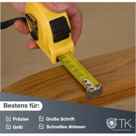 Premium Tape Measure 5 Metres with Holder – Robust Tape Measure & Tape Measure for Precise Measuring with Lock – Tape Measure & Tape Measure with Reel System