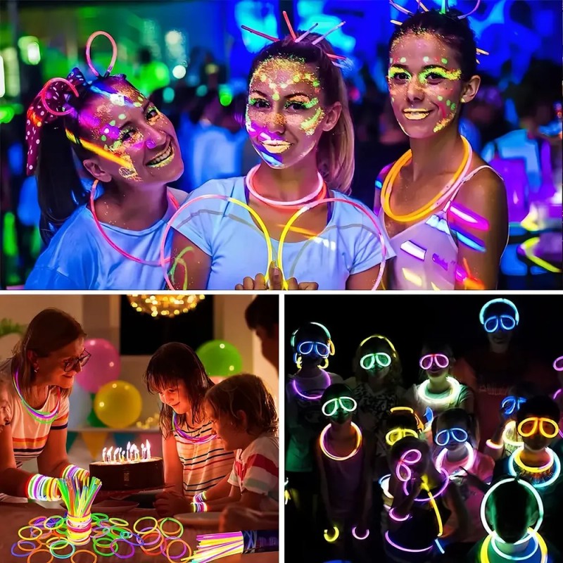 Pulseras TOYGAGADE Fluorescent Multicolor 500 Pack Luminosas 12h Fiesta
