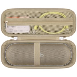 RAIALL Carrying Case Compatible with Beats Pill Wireless Bluetooth Speaker, Beats Pill Portable Speaker Holder with Extra Mesh Pocket for Charging Cables,Champagne Gold