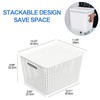 Qskely 6-Pack Large Plastic Storage Baskets with Lid, White