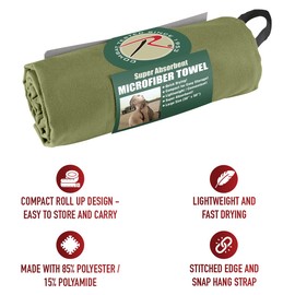 Rothco Microfiber Towel - Fast Drying, Lightweight and Durable - Ready for Any Outdoor Activity (Olive Drab, 15" x 24")