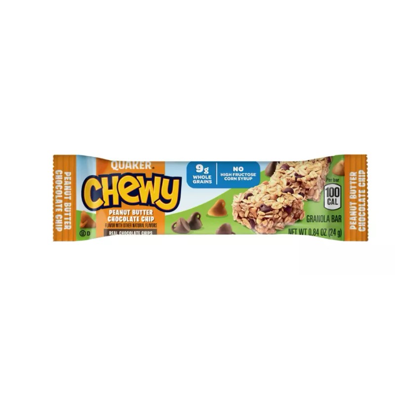 Quaker Chewy Granola Bar, Peanut Butter Chocolate Chip Flavor, 18