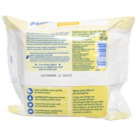 Johnson's Hand and Face Wipes, 25 Count (Pack of 6)