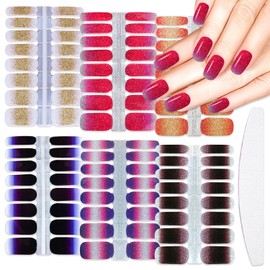 YECIRALA 6 Sheets Solid Gradient Nail Polish Stickers for Women Nails Classic Design Nail Polish Strips Gel Nail Stickers Full Nail Wraps for Women Stick On Nail Polish Strips Fingernail Stickers