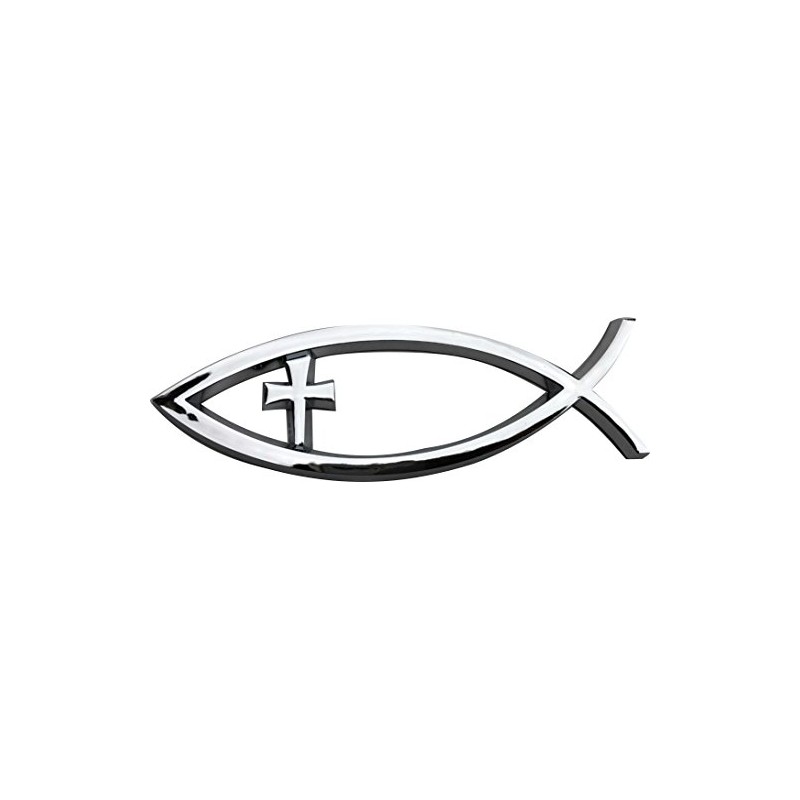 PhotoZoneGa 3D Car Auto Truck Silver Chrome Decal Emblem Cross