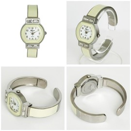 Takeuchi Shoji 170089 Women's Wristwatch, Enamel Metal, Bangle Watch, White