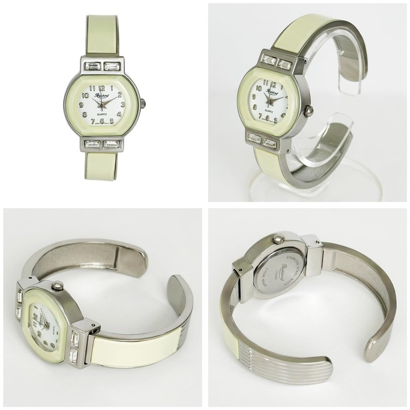 Takeuchi Shoji 170089 Women's Wristwatch, Enamel Metal, Bangle Watch, White