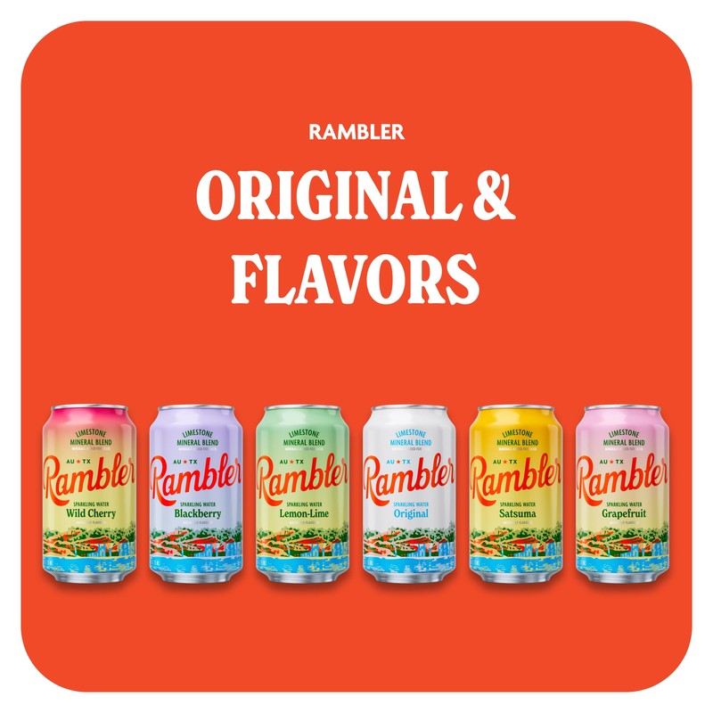 AUTX RAMBLER Sparkling Water, Texas Limestone Mineral Blend, Wild Cherry