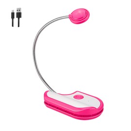 LUXSWAY Rechargeable Reading Book Light for Kids,3 Colors Reading Light for Books in Bed,Clip-On Book Night Light for Bed with Flexible Gooseneck,Cute Bookmark Light with Dimmable for Bookworms-Red