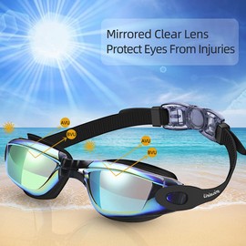 Uniswim Swim Goggles,Swimming Goggles No Leaking Anti Fog UV Protection Clear Wide View Triathlon Swim Goggles for Adult Men Women Youth Teens-Bright Color