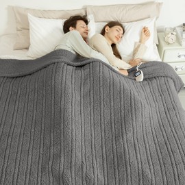 LUZARTA Queen Size Heated Blanket Single Control - 84"X90" Soft Double Sided Sherpa Electric Blanket with 6 Fast Heating Levels & 10 hrs Timer Settings, Washable & ETL Certified for Bed, Grey