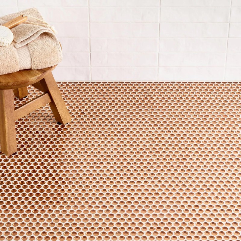 Tenedos HTC200 Copper Penny Round Glass Mosaic Tile, Copper Finish,