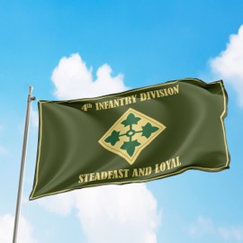 4th Infantry Division Double Stitched Heavy Duty United State Army Flag Banner - Nylon Made US Army Infantry Flag with Brass Grommets,Vivid Color Military Forces Patriots Force US 3x5 Flag