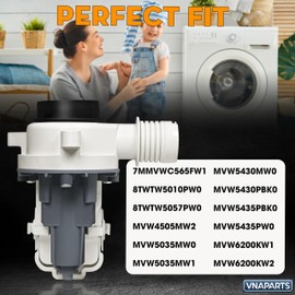 Upgraded MVW5430MW0 MVW4505MW2 MVW6230HW1 WTW5010LW0 MVW6230HW2 MVW6200KW1 W11399437 Washer Drain Pump for Whirlpool, Fit for Maytag Washer, W11259498