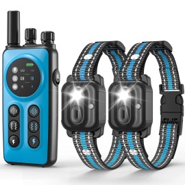 1 Drag 2 Remote Control Dog Trainer Pet Training Vibration Electric Shock Collar Outdoor Waterproof Bark Stop DeviceSize: Xl, Color: Silver, Item Type: Training Collars