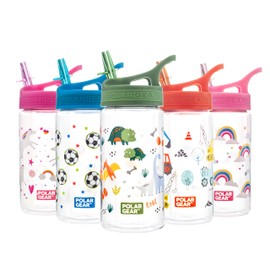 Polar Gear Kids Water Bottles with Straw - 400ml BPA Free Toddler Water Bottle With Straw - 100% Leakproof Kids Water Bottle with Carry Handle - Fully Recyclable School Water Bottle - Dinosaur