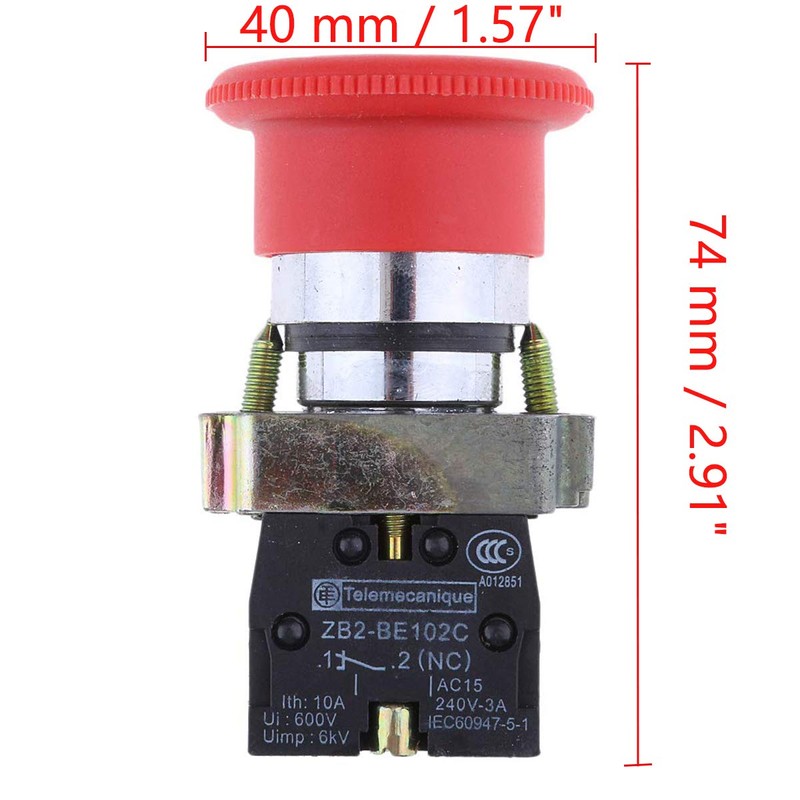 COMOK 22mm NC Red Mushroom Emergency Stop Latching Rotary Self-Locking