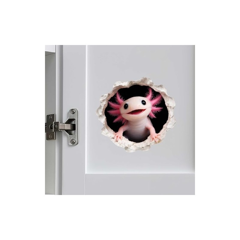 Bubbles - Axolotl Decal - Wall Hole Sticker with 3D