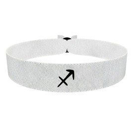 Schütze Sternzeichen Symbol weiß Stoffarmband - Satinarmband Schütze - Wasserfest & langlebig - Geschenkidee für Astrologie-Liebhaber - Modisches Sternzeichen Schmuck - Handgemachtes Armband