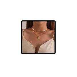 Clataly Layered Lotus Pendant Necklaces Bead Choker Necklace Chain Adjustable Jewellery for Women and Girls (Gold)