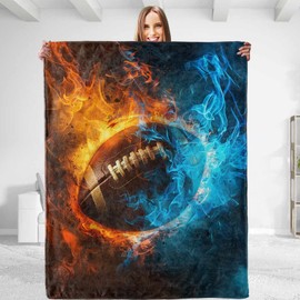 dhakalrlde Exciting Football Throw Blanket - Soft Plush, Lightweight, Warm, Fuzzy Anti-Pilling Flannel Blanket for Couch, Bedroom, Travel, Bed, Outdoor - Comfy for Men & Women 50in×60in