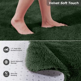 FVVRAX Large Rug for Bedroom Living Room Carpet, 5x8 Dark Green Area Rugs for Kids Boys Room, Furry Fuzzy Floor Carpet for Indoor, Soft Fluffy Shag Rugs for Classroom Dorm Playroom Home, Deep Green