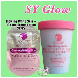 SY GLOW 10X ICE CREAM LOTION SPF75 + Glowing White Skin Glutathione & Collagen