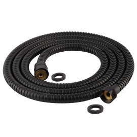 HIbbent 90'' All Metal Shower Hose, Extra Long Stainless Steel Shower Hose Replacement - Matte Black