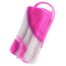 PACKOVE Silicone Body Scrubber with Ergonomic Handle for Men and Women Dual-Sided Shower Brush for Exfoliating Dead Skin Removal and Hair Scalp Massage Soft Silicone Bath Brush for Deep