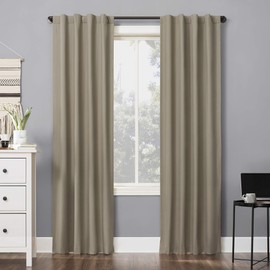 Sun Zero Cyrus Thermal 100% Blackout Back Tab Curtain Panel, 40 in x 63 in, Stone