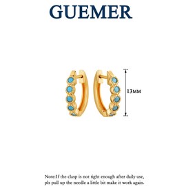 GUEMER Gold Chunky Turquoise Huggie Hoop Earrings 14K Gold Plated Dainty Thick Hoop Round Ear Cuff Cute Small Sleeper Mini Turquoise Huggy Earrings Women Gift for Her