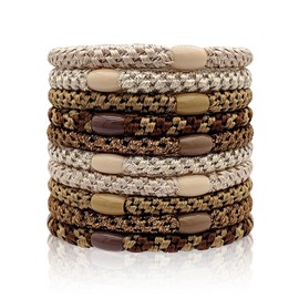 Kisvic Hair Bobbles Girls Pack of 10 Hair Bobbles Multicoloured Fashion Elastic Hair Bands Braided Elastics Women Hair Scrunchie Bracelet for Thick and Curly Hair (Brown)