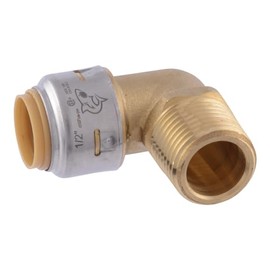 SharkBite Max 1/2 Inch x 1/2 Inch 90 Degree Male Adapter Elbow, Push to Connect Brass Plumbing Fitting, PEX Pipe, Copper, CPVC, PE-RT, HDPE, UR280A