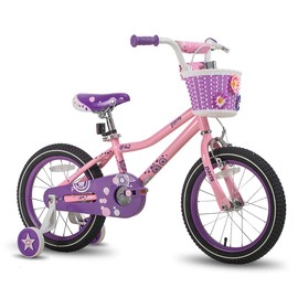 JOYSTAR 18 Inch Girls Bikes Ages 5-8 Years Girl 45-52" Children Bicycle with Training Wheels and Hand Brake & Kickstand Kids' Bicycles Pink