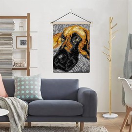 Latch Hook Kits for Adults Rug, 52X38cm DIY Rug Making Kit for Adults Color Printed Latch Kits, Kids Latch Hook Rug Kit, Old Dog Carpet Crochet Kits, Latch Hook Craft Kits, Latch Hook Cushion Kits