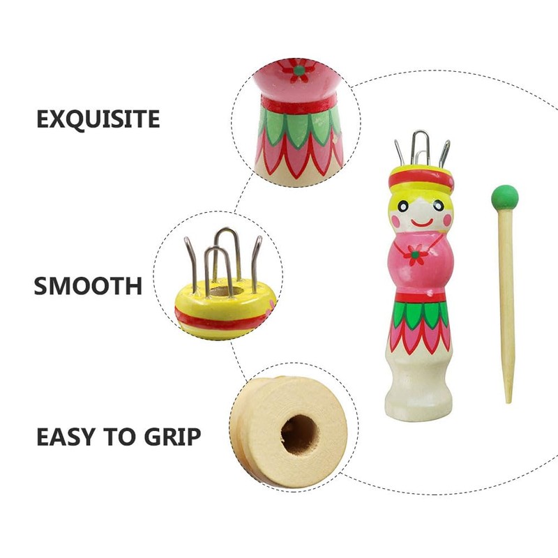 COHEALI Hand-Painted Pattern Wood Knitting Tool 2 Sets Russian Knitting